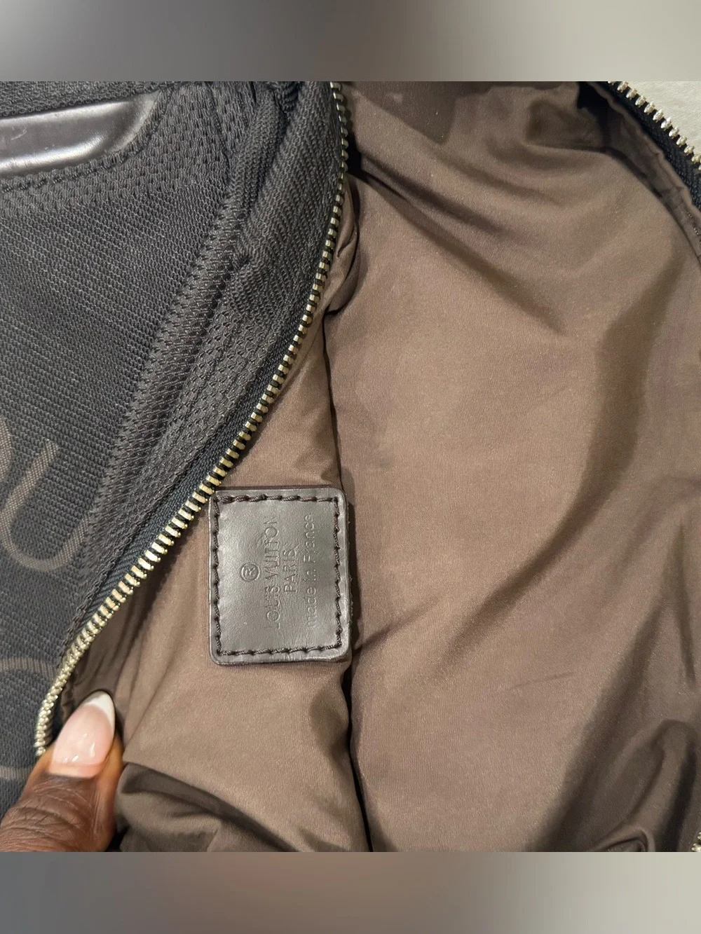 Louis Vuitton Black Canvas Messenger Bag with Logo Print